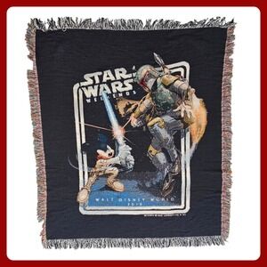 Disney Star Wars Weekends 2010 Boba Fett Mickey Woven Throw Blanket 62x53